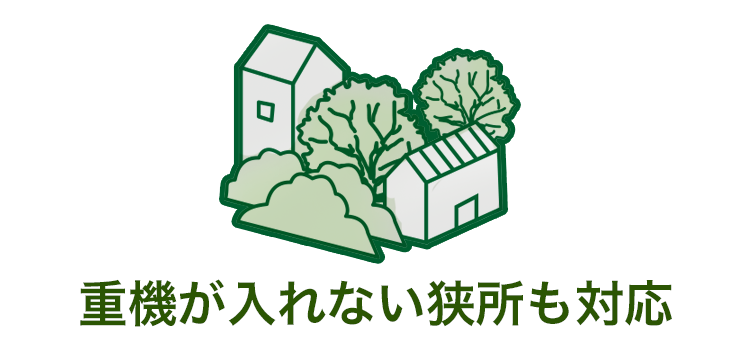重機の入れない狭い場所